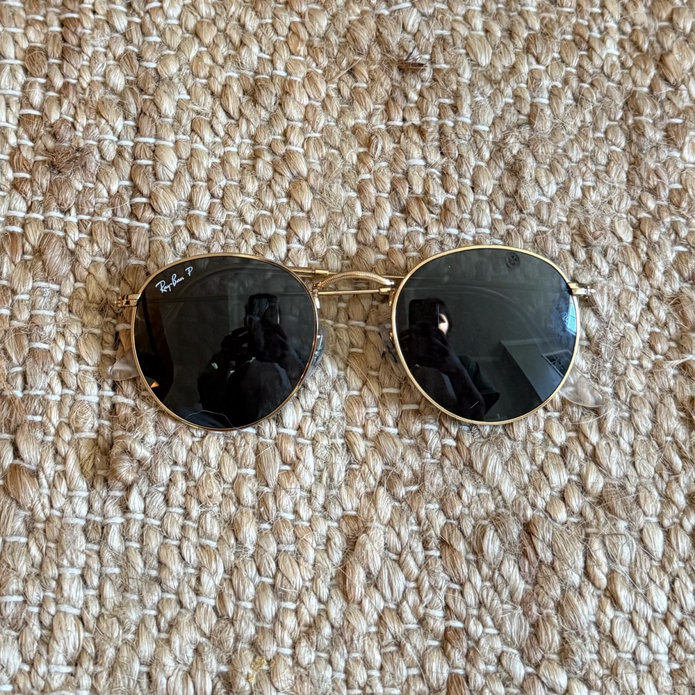 Ray-Ban Gold Frame Sunglasses with Black Lenses